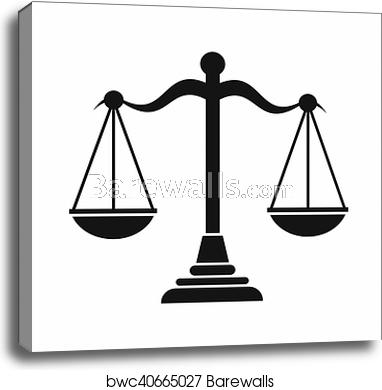 382x390 Balance Scale Icon, Simple Style, Canvas Print Barewalls Posters