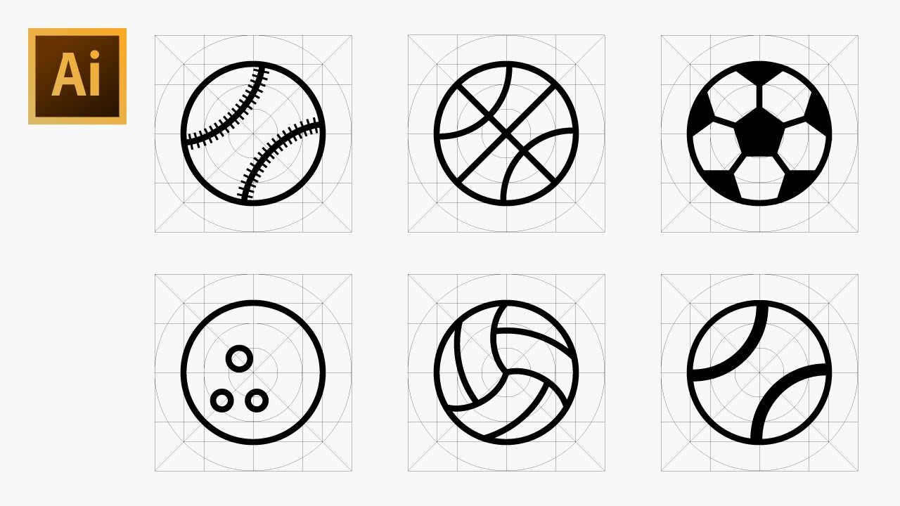 1280x720 How To Draw Various Ball Icons In Sports Using Grid