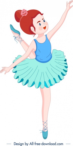 301x600 Ballerina Icon Colored Cartoon Character Free Vector In Adobe