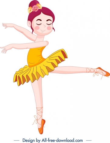 362x468 Ballerina Icon Colored Cute Cartoon Character Vectors Stock
