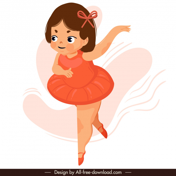 600x600 Dancing Ballerina Icon Cute Cartoon Character Free Vector In Adobe