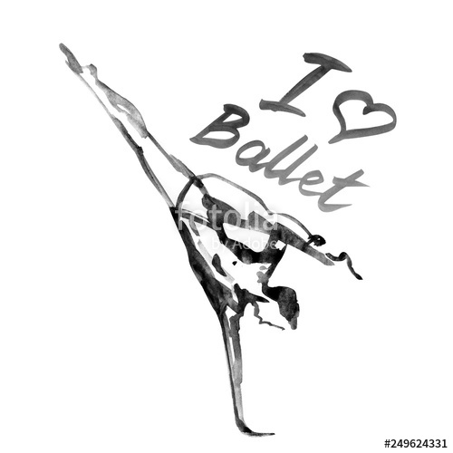 500x500 Watercolor Illustration Ballerina Icon In Dance Design Poster