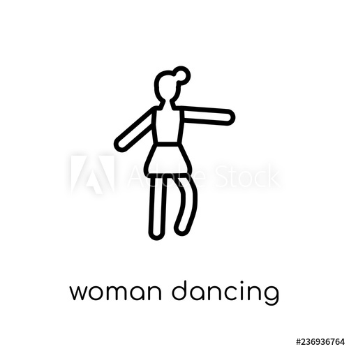 500x500 Woman Dancing Ballet Icon Trendy Modern Flat Linear Vector Woman