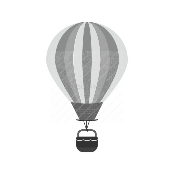 600x600 Hot Air Balloon Greyscale Icon