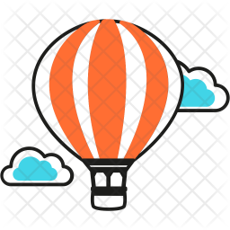 256x256 Hot Air Balloon Icon Of Colored Outline Style