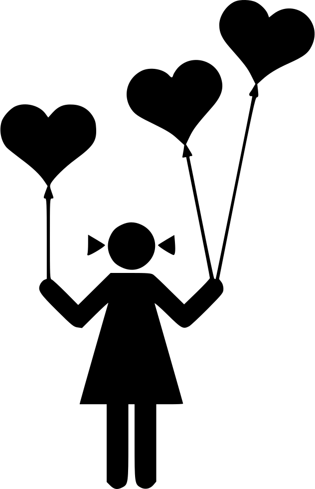 632x980 Girl Balloon Heart Love Kid Person Balloons Png Icon Free