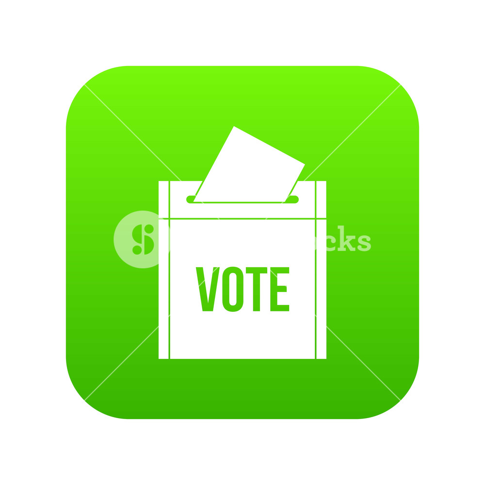1000x1000 Ballot Box Icon Digital Green For Any Design Isolated On White