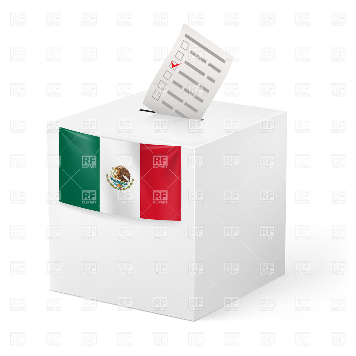 1200x1200 Election Icon Ballot Box With Flag Of Mexico Isolated On White