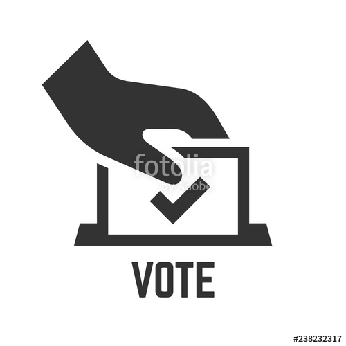 500x500 Vector Vote Icon With Voter Hand Insert Paper In Ballot Box