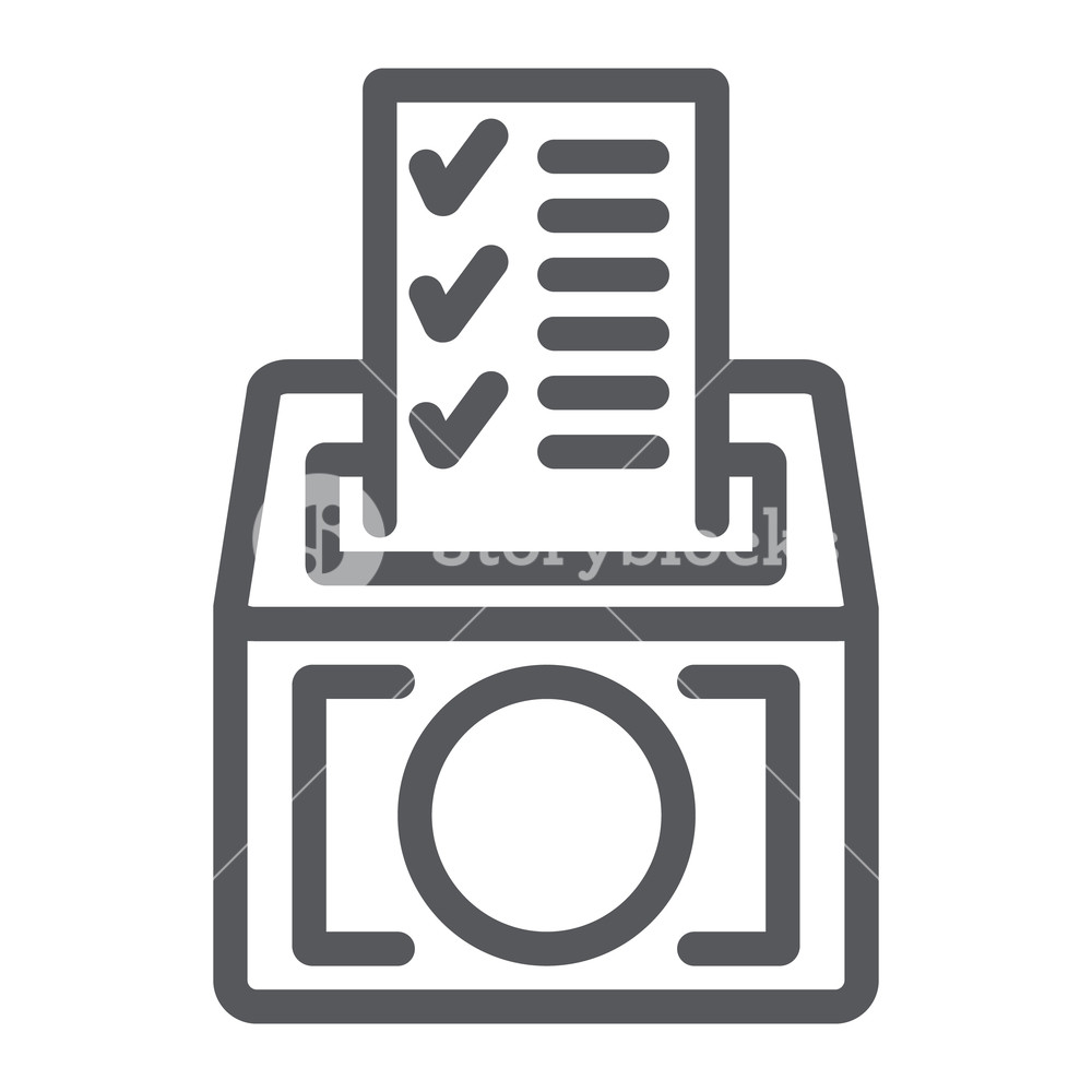 1000x1000 Poll Line Icon, Vote And Container, Ballot Box Sign, Vector
