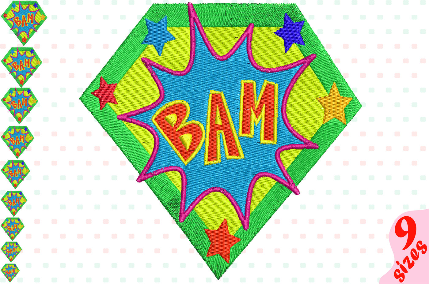 1400x928 Bam Comic Book Embroidery Design Machine Instant Download