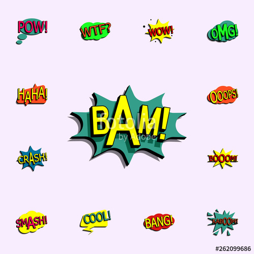 500x500 Comic Speech Bubble With Expression Text Bam Icon Comic Icons