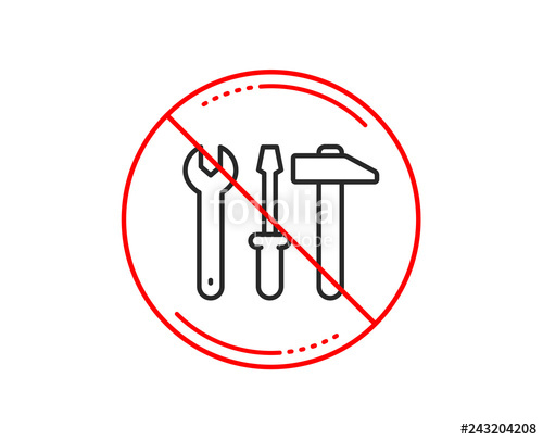 500x405 No Or Stop Sign Spanner, Hammer And Screwdriver Line Icon Repair