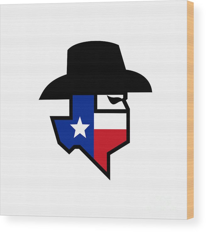 Bandit Texas Flag Icon Wood Print 656x740 Bandit Texas Flag Icon Wood Print