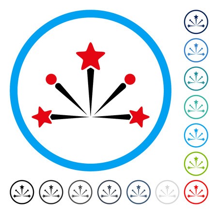450x442 Fireworks Bang Icon Inside Round Frame Vector Illustration Style