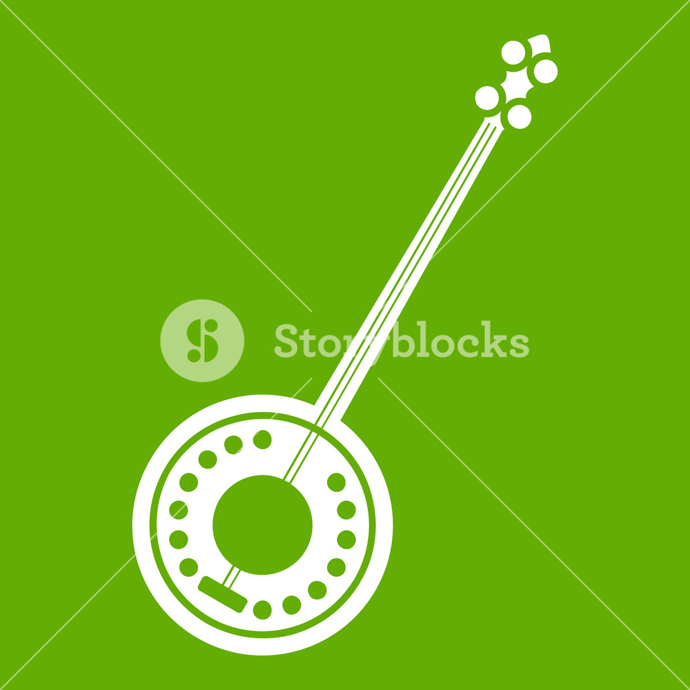 Banjo Icon White Isolated On Green Background Vector Illustration 1000x1000 Banjo Icon White Isolated On Green Background Vector Illustration
