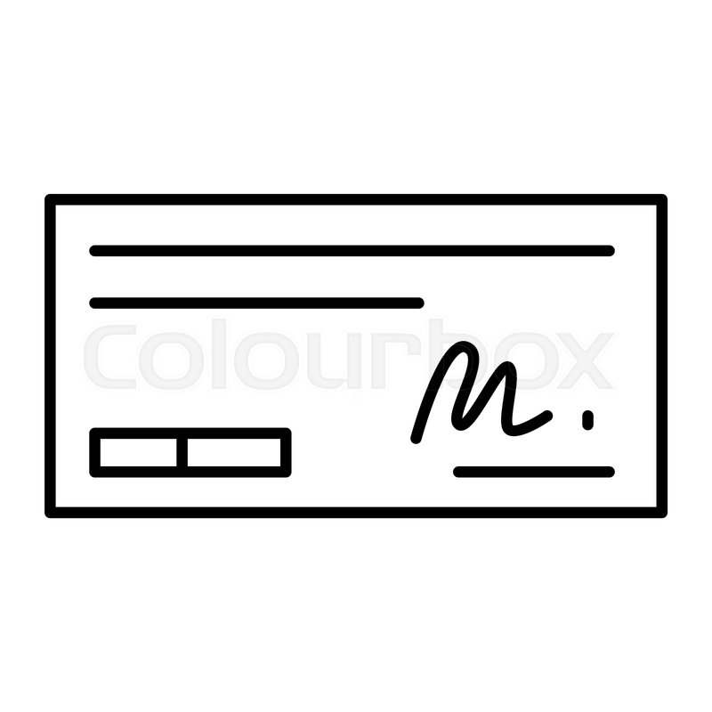 800x800 Sign On Cheque Thin Line Icon Bank Stock Vector Colourbox