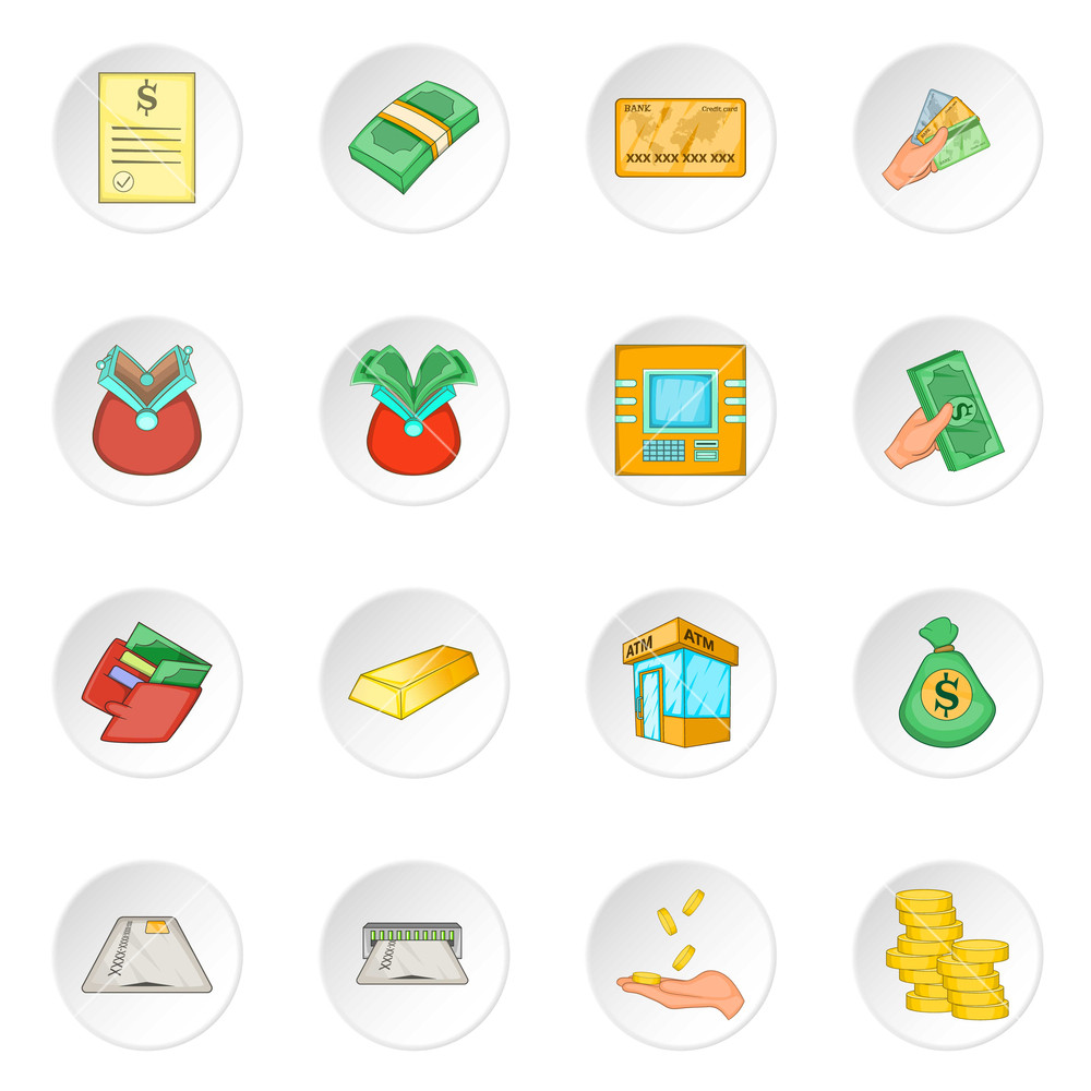 1000x1000 Bank Loan Credit Icons Set Cartoon Illustration Of Bank Loan