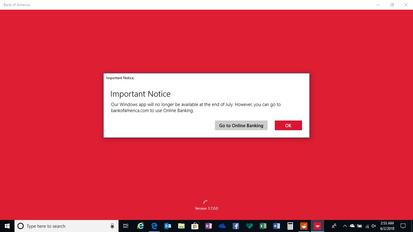 1366x768 Bank Of America Removes Their Windows App From The Store
