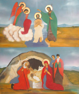 251x300 Religious Gouache Painting Icon Birth Of Jesus Baptism Of Jesus