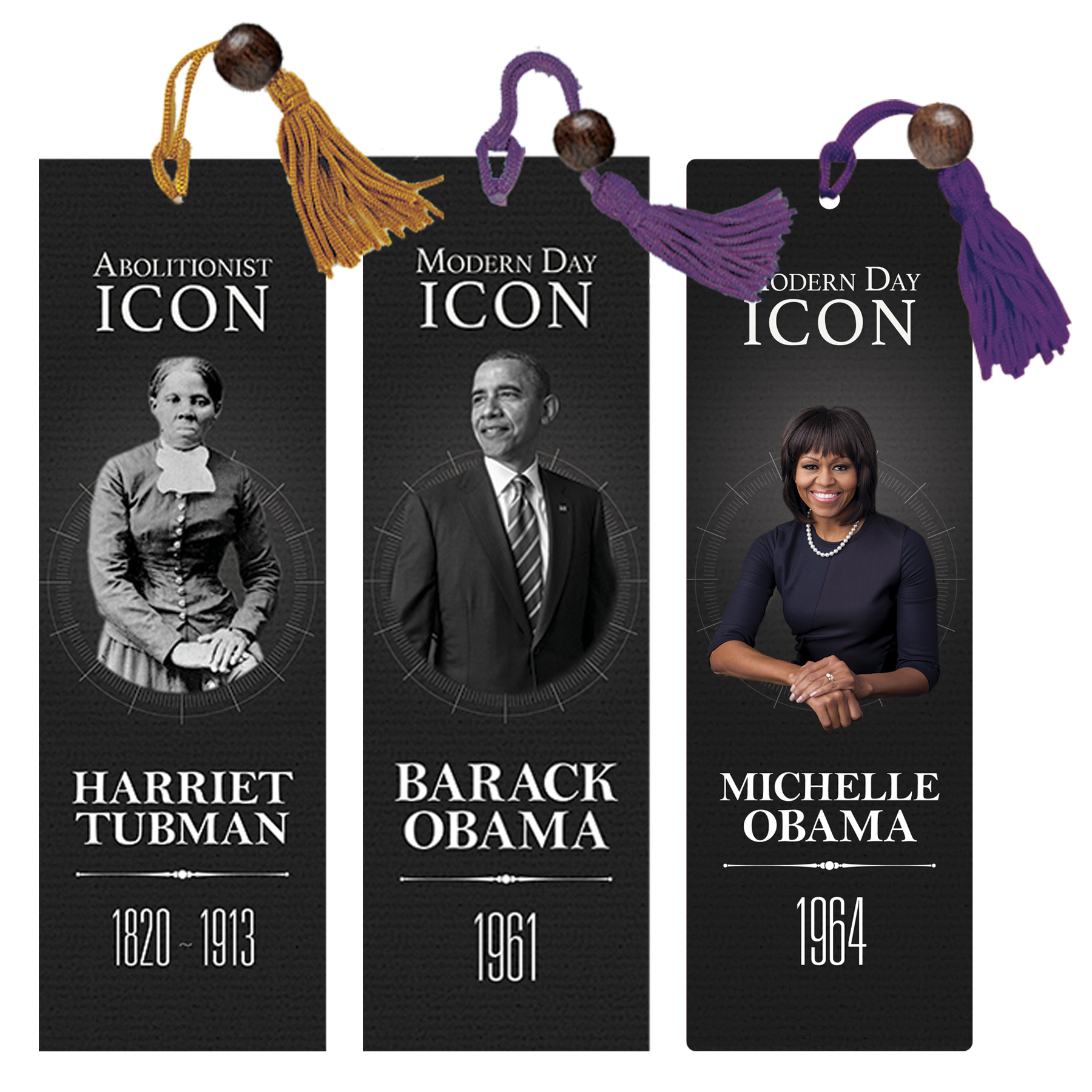 1800x1800 Icons Of Change Bookmark Set, Harriet Tubman, Barack Obama