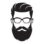 170x170 Bearded Man's Face, Hipster Character Fashion Silhouette, Avatar