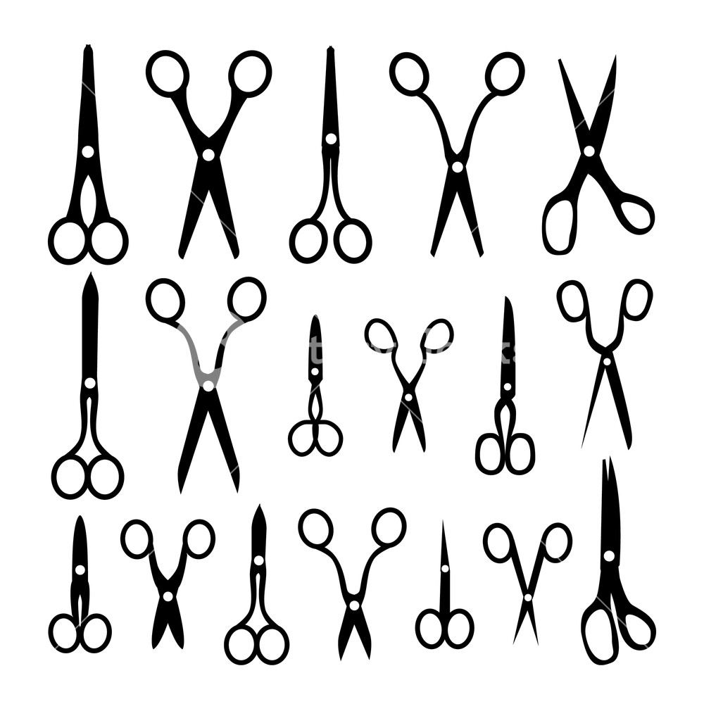 1000x1000 Scissor Icon Set Vector Different Types Opened And Closed