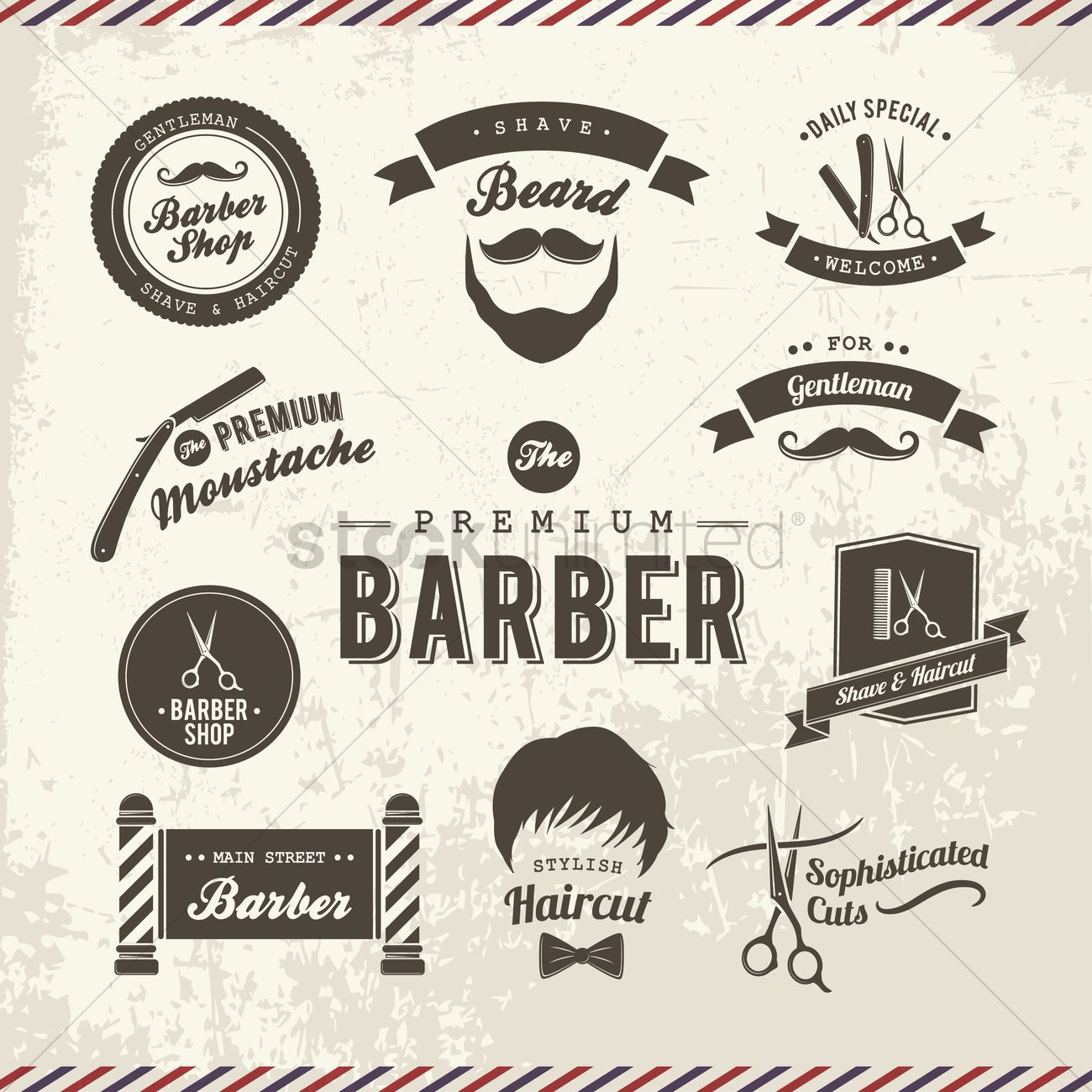 1300x1300 Barbershop Icons Vector Image