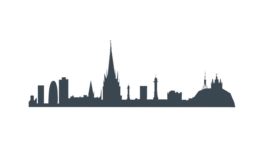 852x480 Barcelona City Icon Animation Cartoon Stock Footage Video