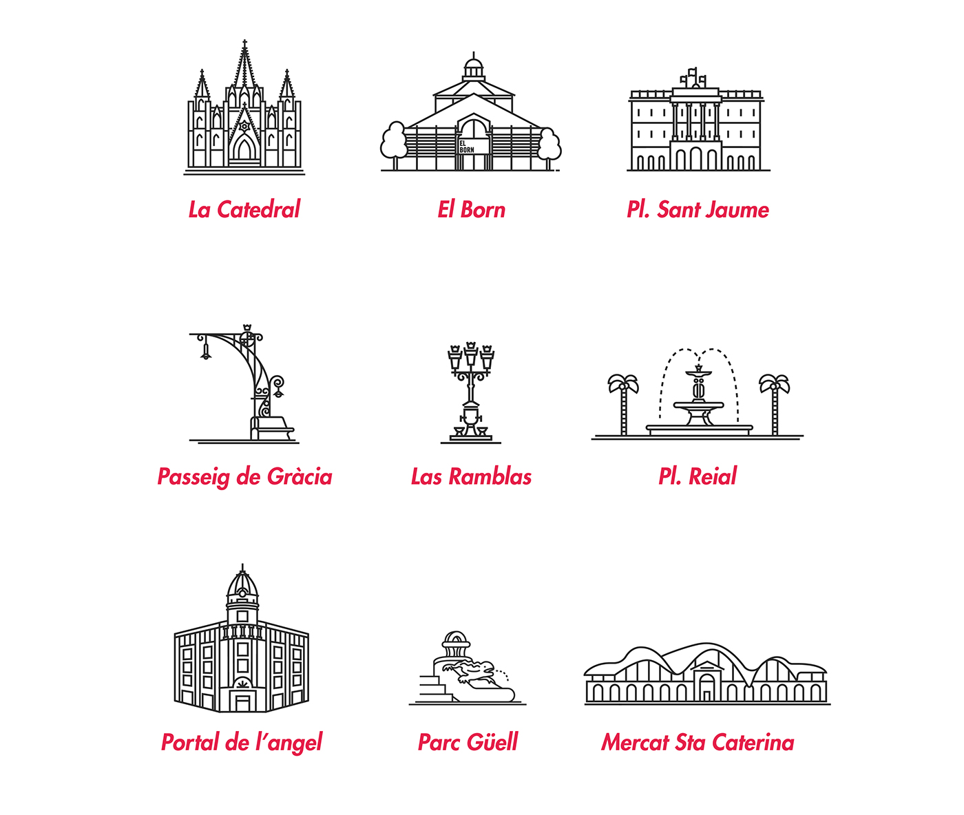 1400x1184 City Icons Barcelona On Behance