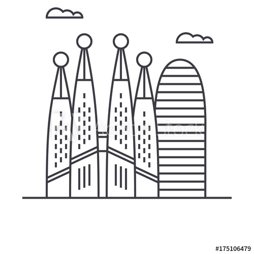 500x500 Barcelona Vector Line Icon, Sign, Illustration On White Background