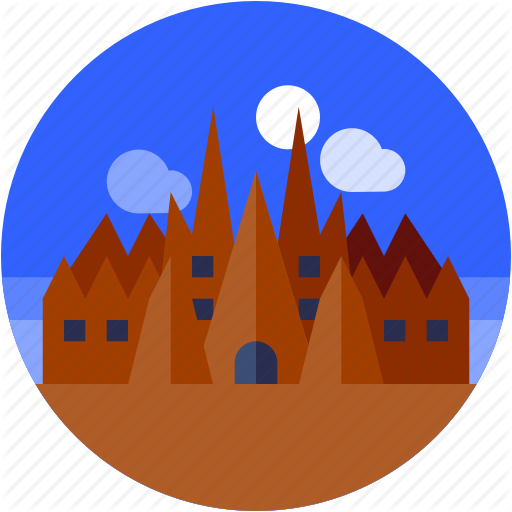 512x512 Barcelona, Castle, Circle, Flat Icon, Landscape Icon