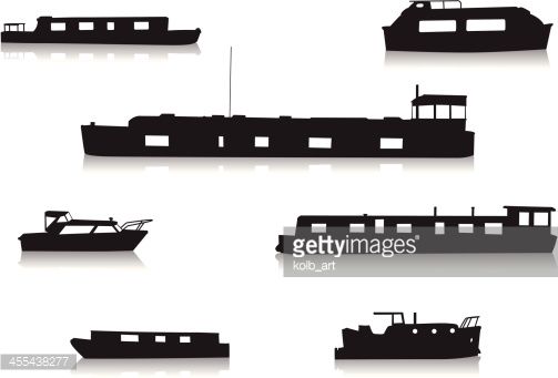 503x341 Vector Art Canal Boat Silhouettes Simple Icons Canal Boat
