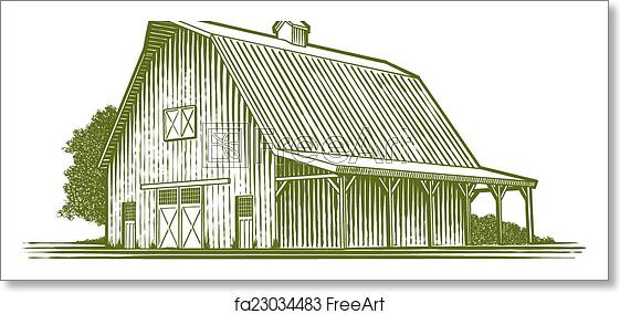 561x284 Free Art Print Of Woodcut Barn Icon Woodcut Style Illustration
