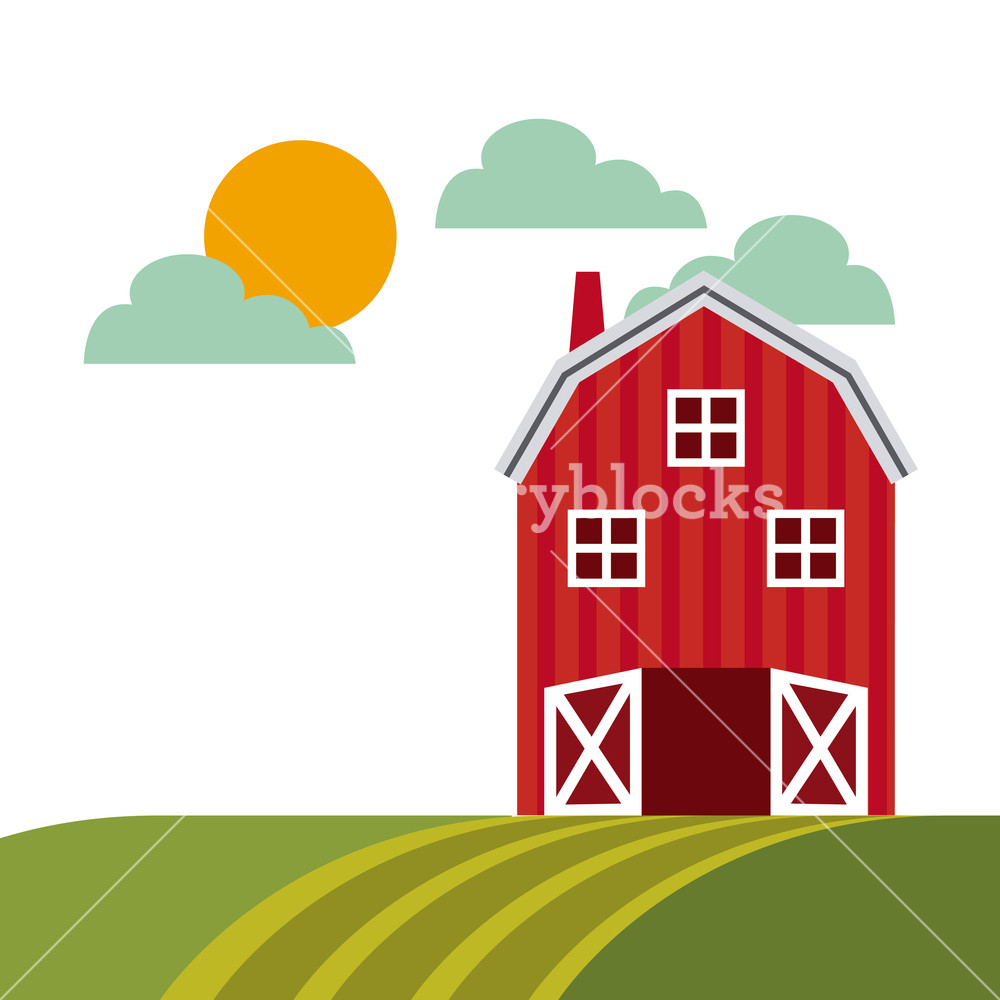 1000x1000 Farm Barn Icon Colorful Design Vector Illustration Royalty Free
