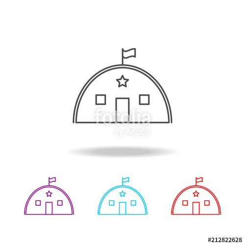 500x500 Barracks, Military Tent Line Icon Elements Of Military In Multi