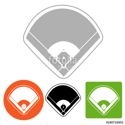 500x500 Baseball Field Icon In Flat Style Vector Illustration Stock