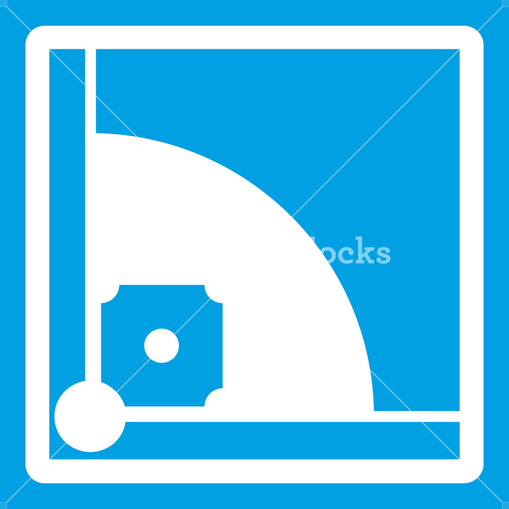 1000x1000 Baseball Field Icon White Isolated On Blue Background Illustration