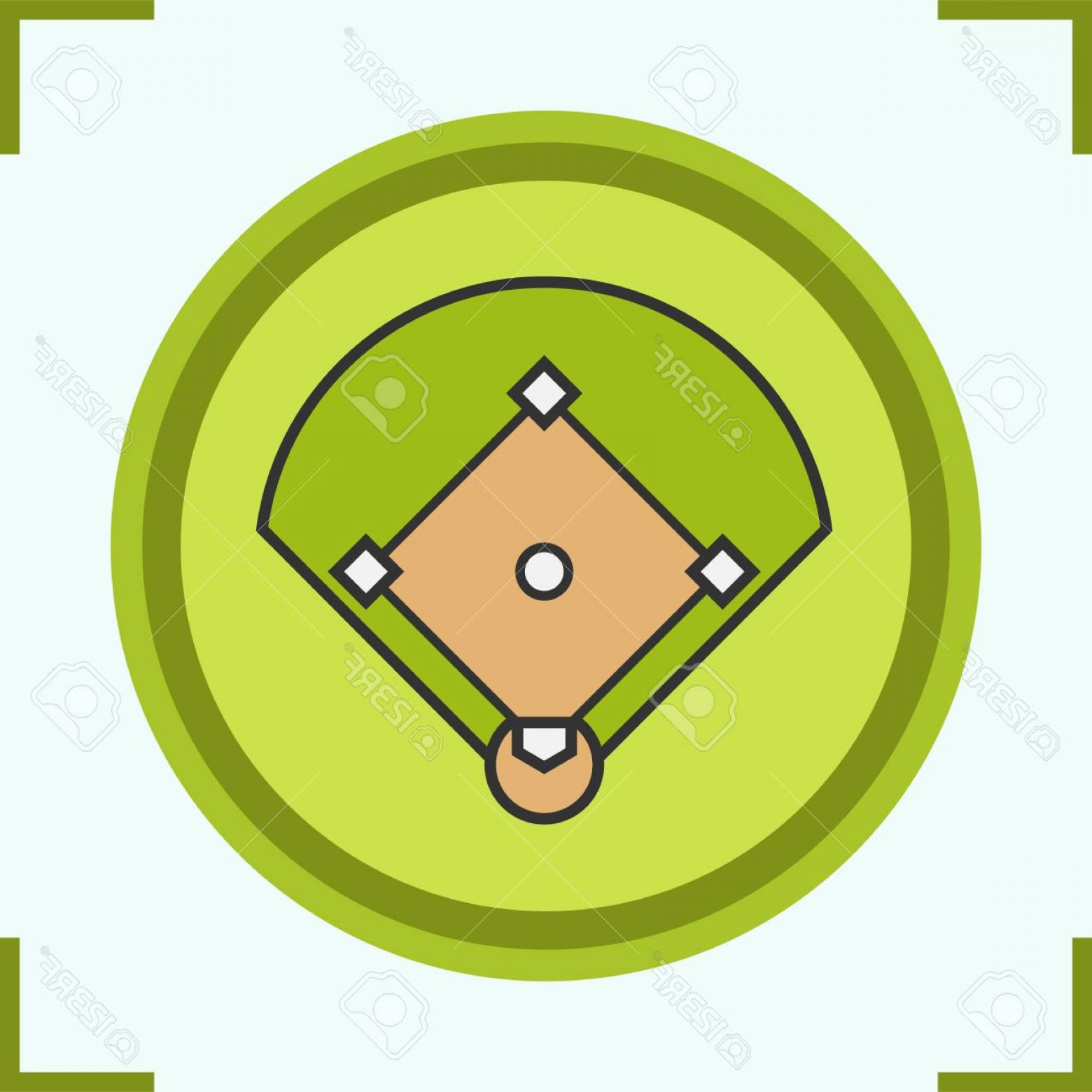 1560x1560 Photostock Vector Baseball Field Color Icon Softball Field Scheme