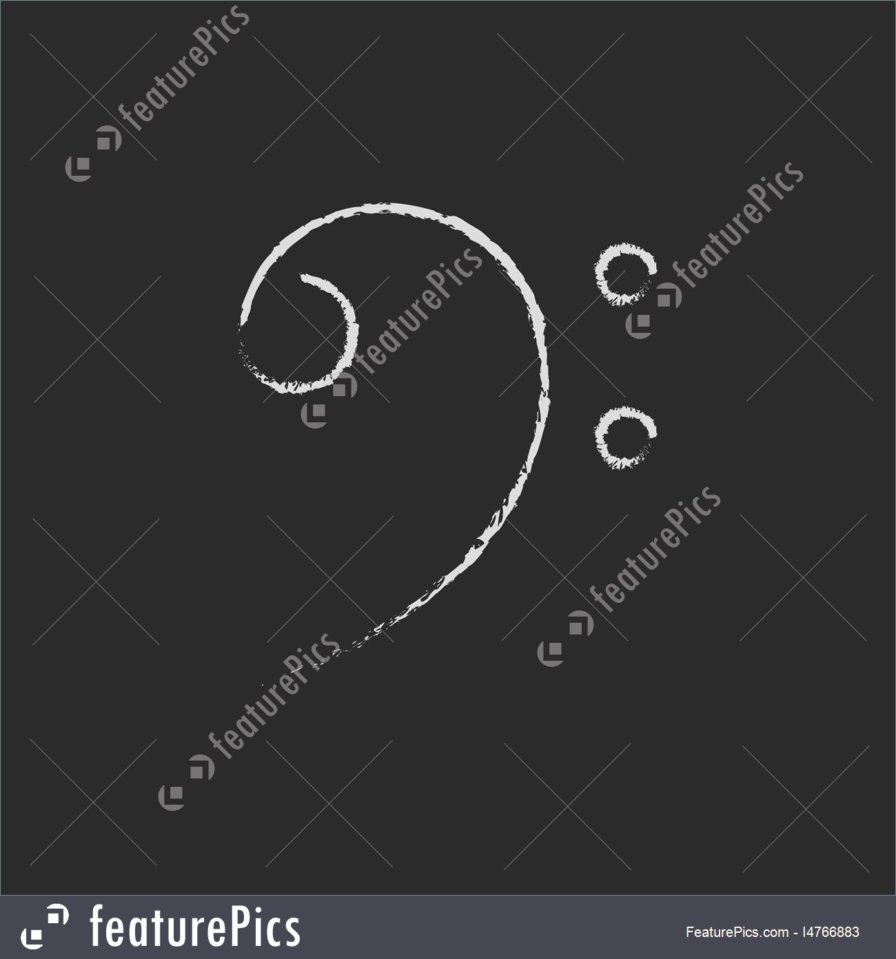1300x1392 Illustration Of Bass Clef Icon Drawn In Chalk