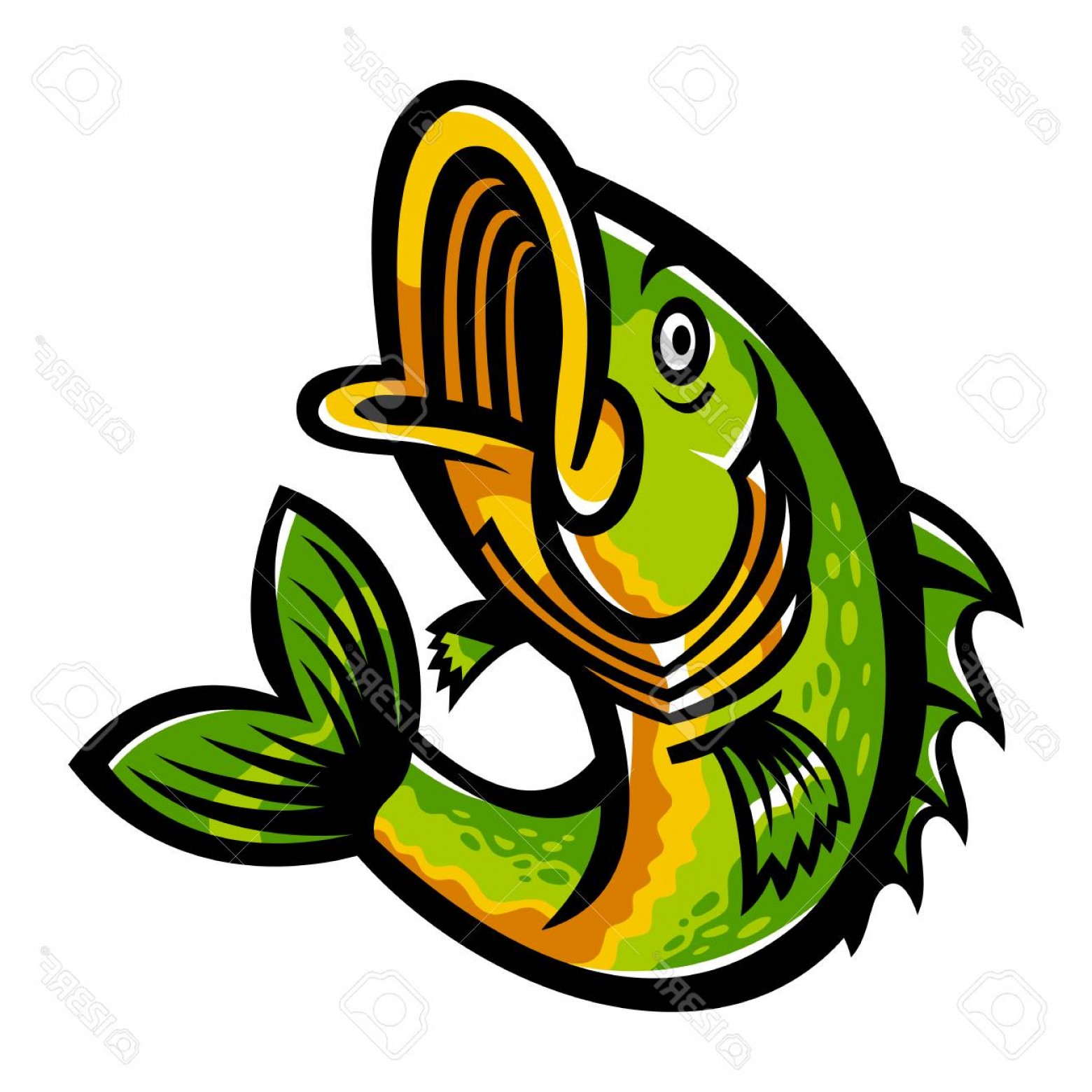 1560x1560 Photostock Vector Jumping Bass Fish Vector Icon Handandbeak