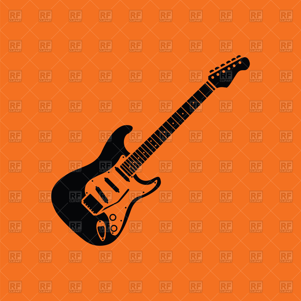 1200x1200 Electric Guitar Icon On Orange Background Vector Image Of Music