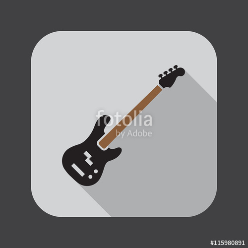 500x500 Bass Guitar Icon Vector, Solid Logo Illustration, Color Pictogram