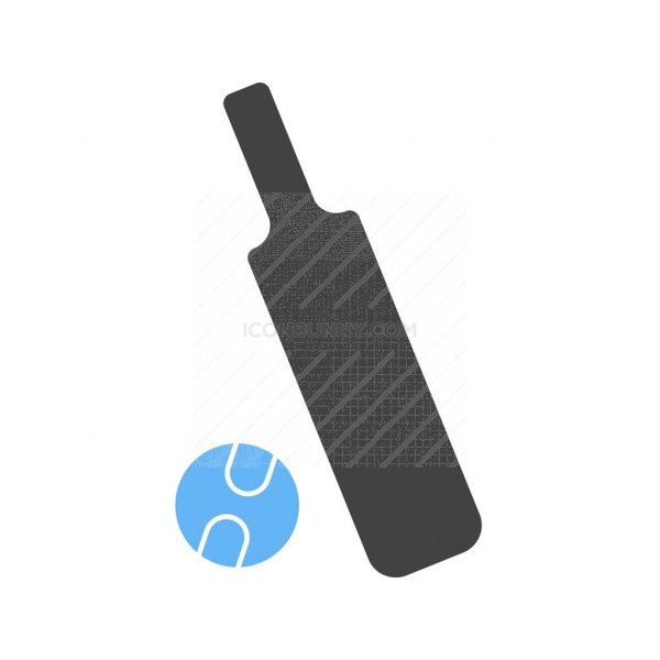 600x600 Cricket Bat And Ball Blue Black Icon
