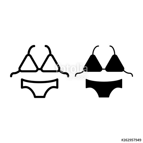 500x500 Bikini Line And Glyph Icon Swimsuit Vector Illustration Isolated