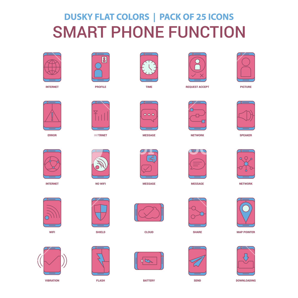 1000x1000 Smart Phone Functions Icon Dusky Flat Color