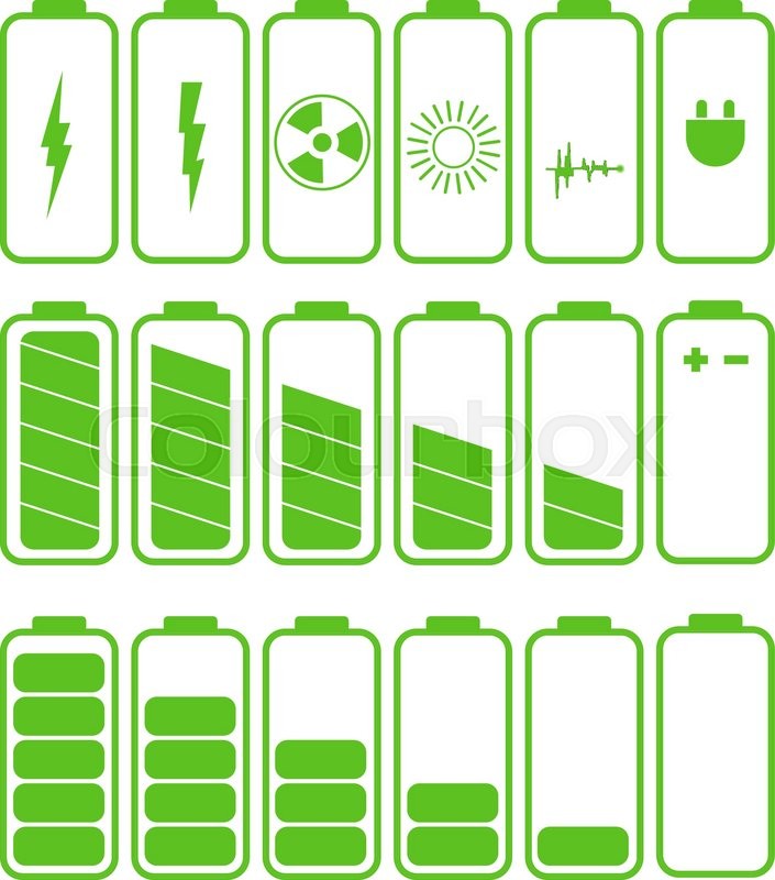 705x800 Battery Icon Set Set Of Battery Stock Vector Colourbox