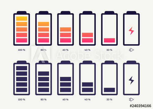 500x357 Vector Battery Charge Indicator Icon Set Different Level Of Charge