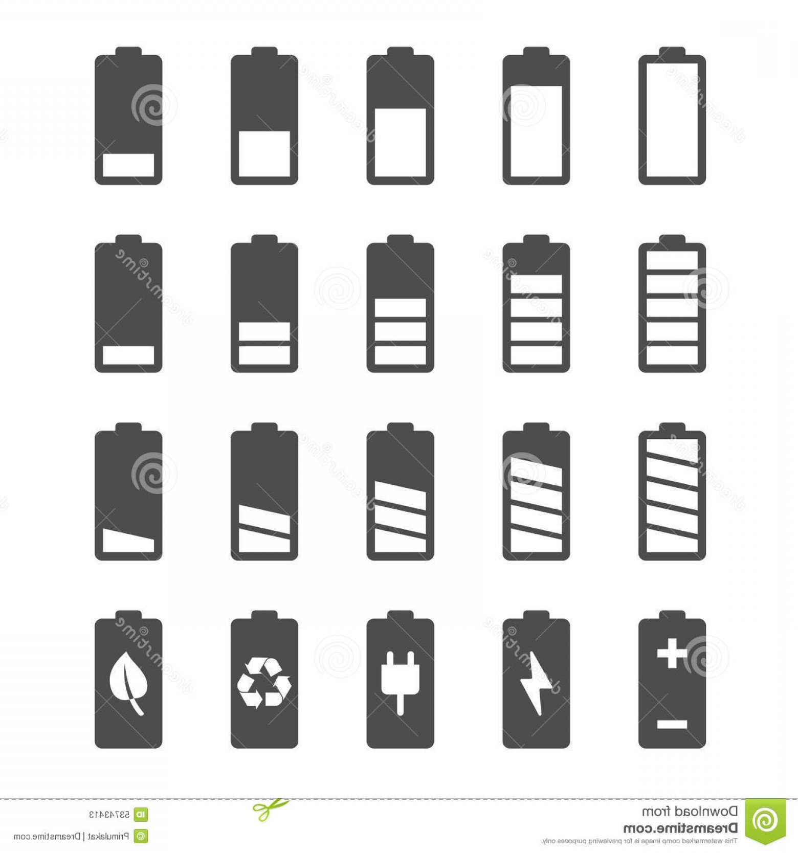 1560x1668 Stock Illustration Battery Icon Set Charge Level Indicators Vector