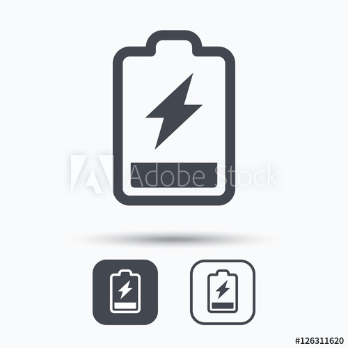 500x500 Battery Power Icon Charging Accumulator Symbol Square Buttons